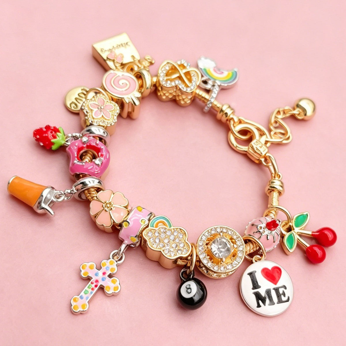 Dainty Mixed Enamel Charm Bracelet