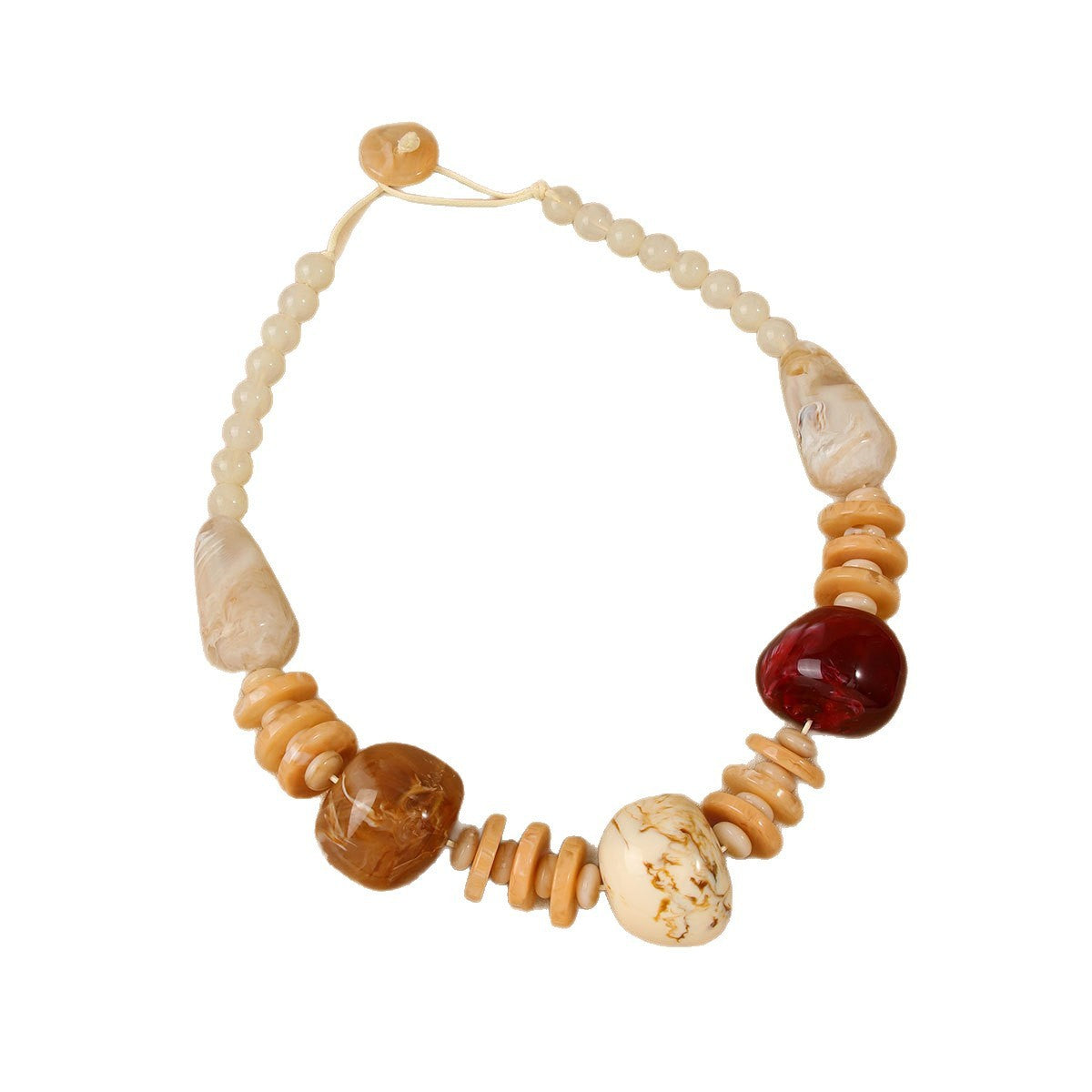 Classy Marbled Amber Bead Necklace