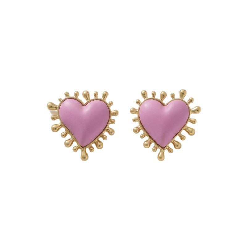 Classy Black Sunburst Heart Stud Earrings