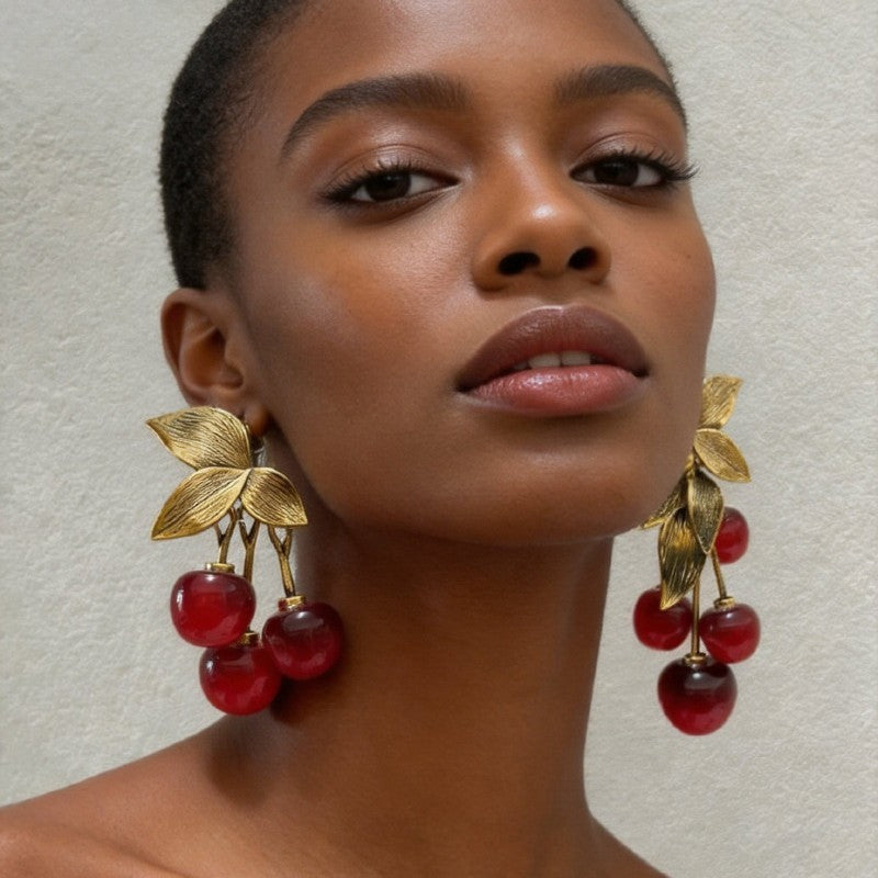 Romantic Red Cherry Drop Earrings