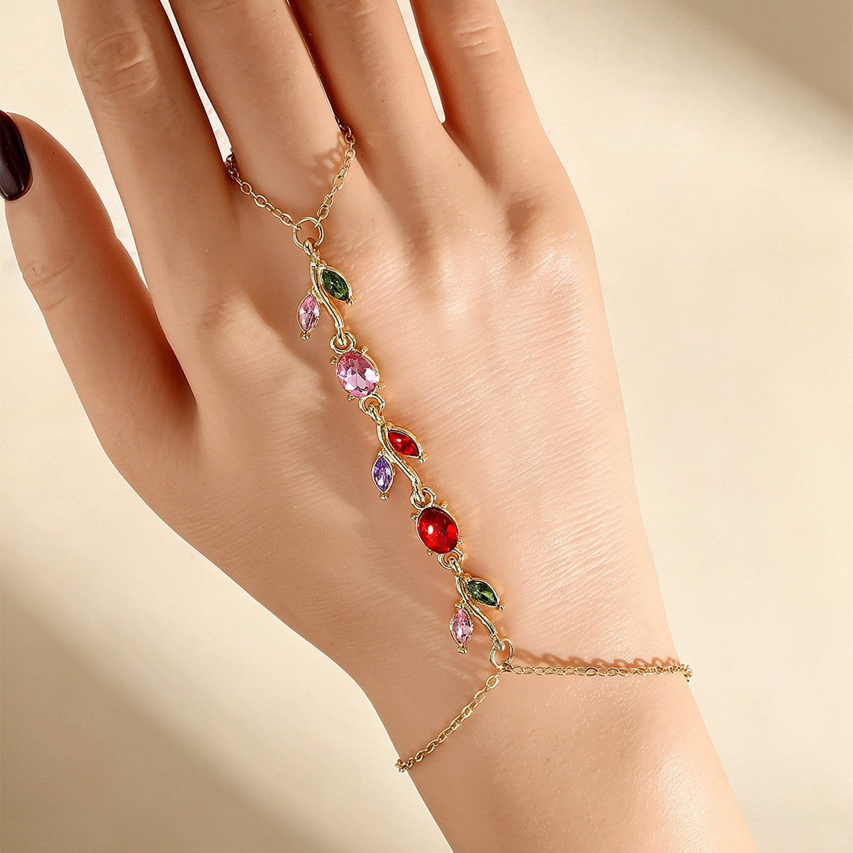 Romantic Purple Leaf Vine Hand Chain