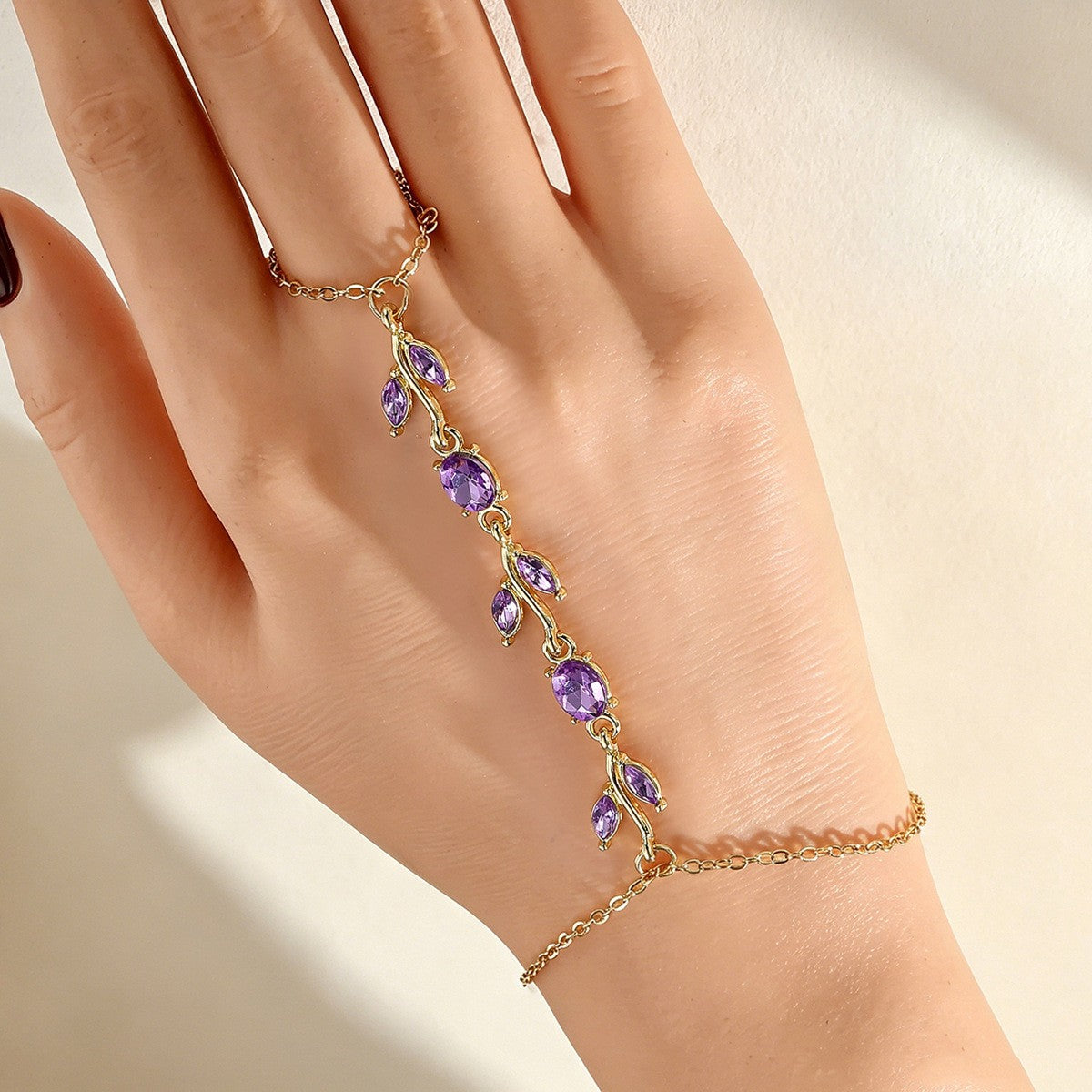 Romantic Purple Leaf Vine Hand Chain