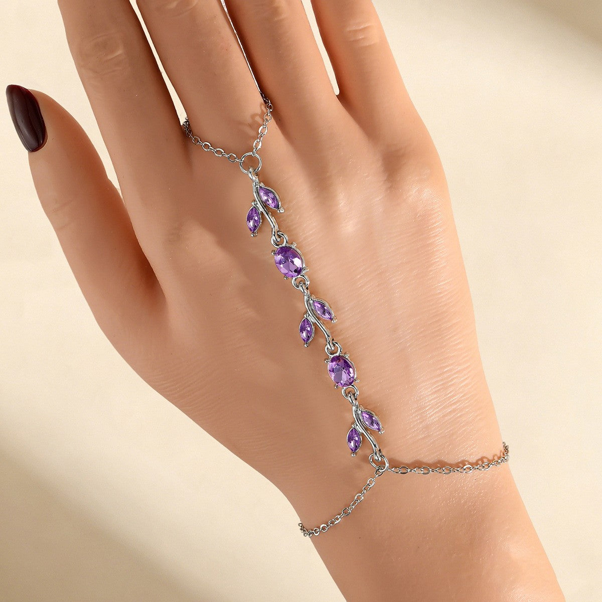 Romantic Purple Leaf Vine Hand Chain