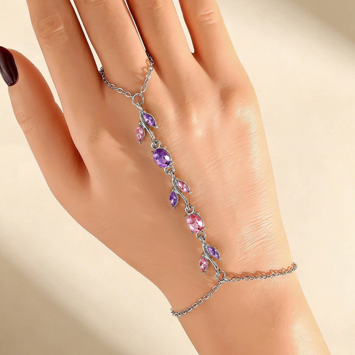 Romantic Purple Leaf Vine Hand Chain