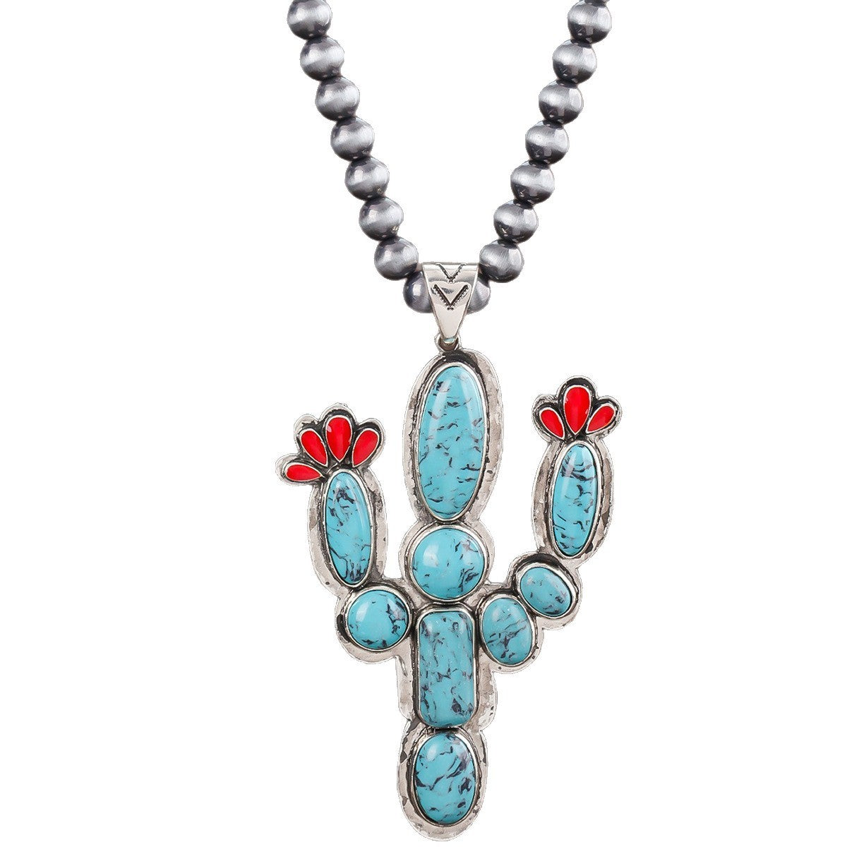 Boho Vintage Cactus Bead Necklace