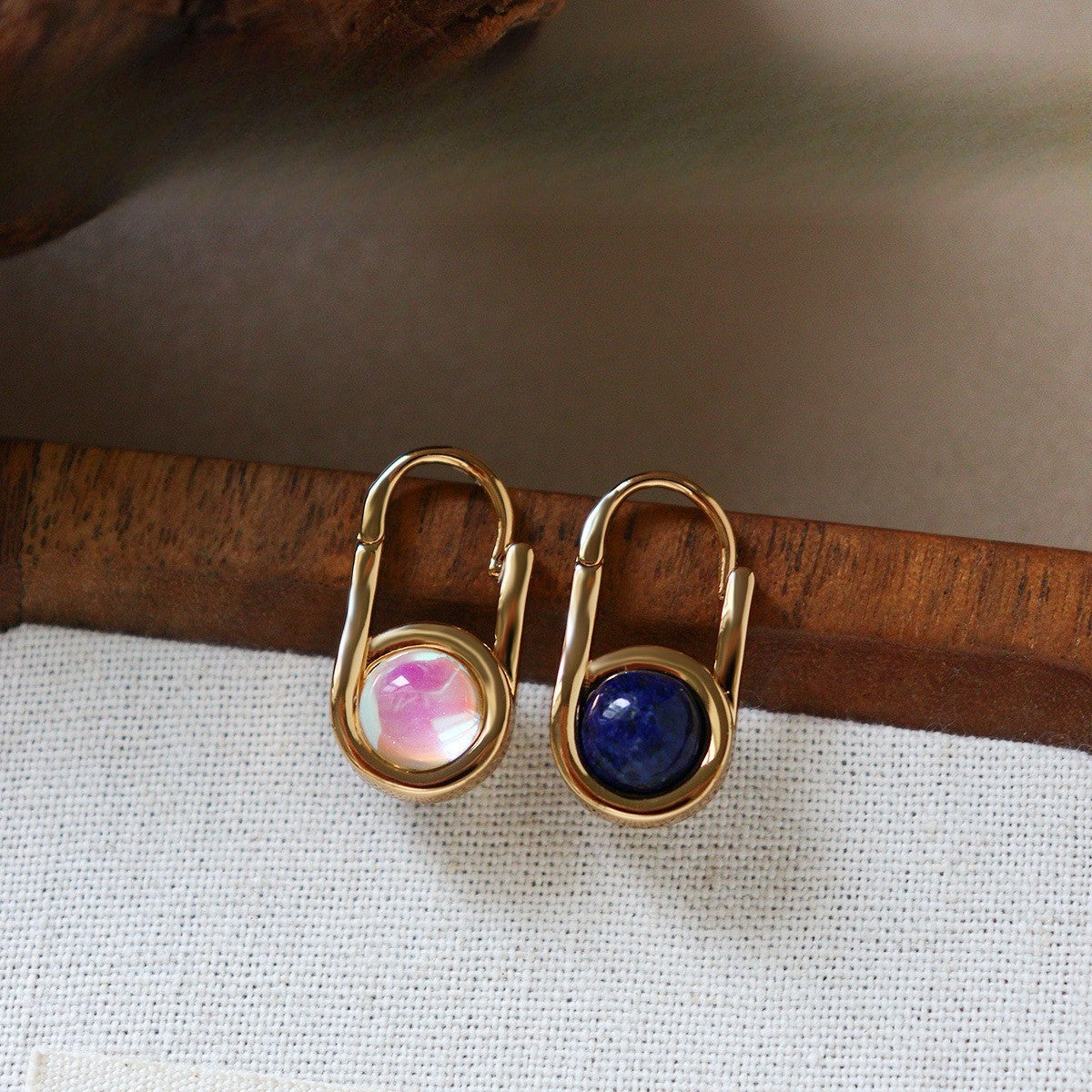 Vintage Geometric Lapis Earring Set