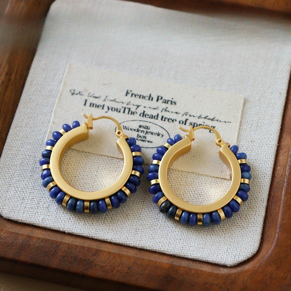 Vintage Geometric Lapis Earring Set