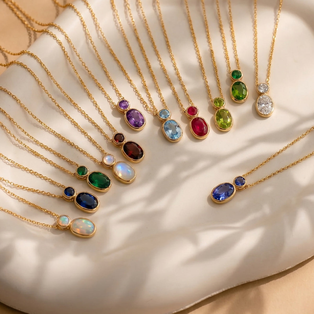 Dainty Dual Stone Bezel Necklace