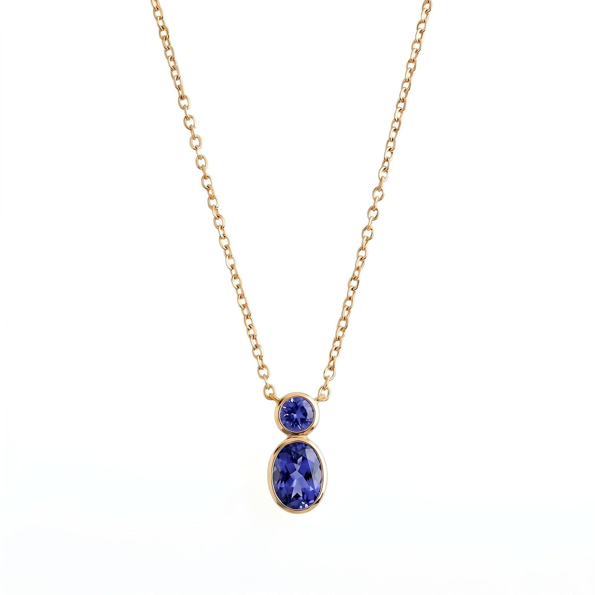 Dainty Dual Stone Bezel Necklace