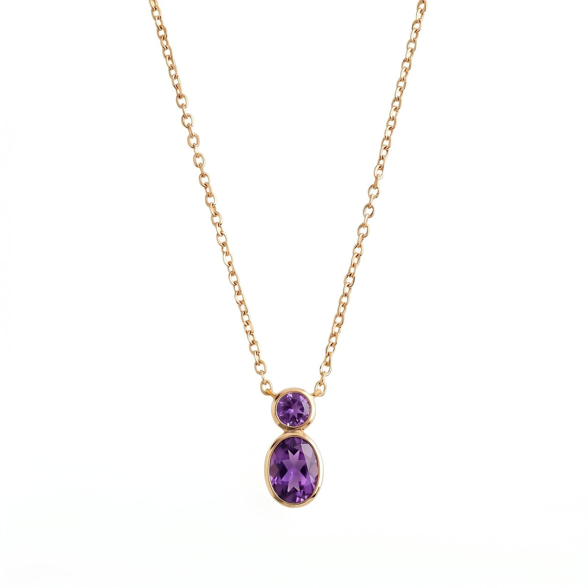 Dainty Dual Stone Bezel Necklace