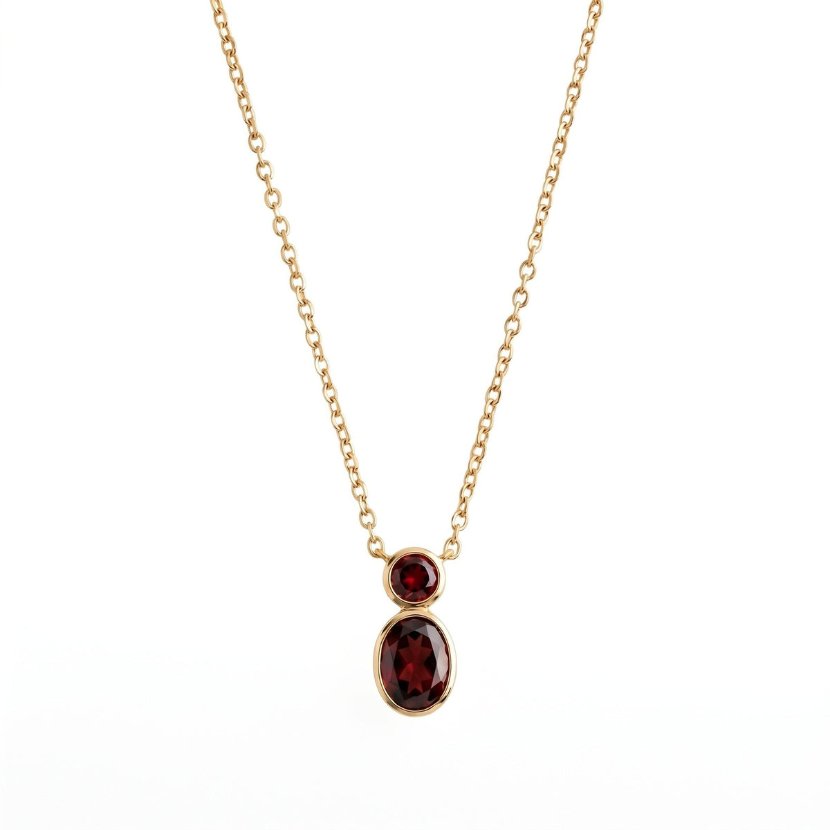 Dainty Dual Stone Bezel Necklace