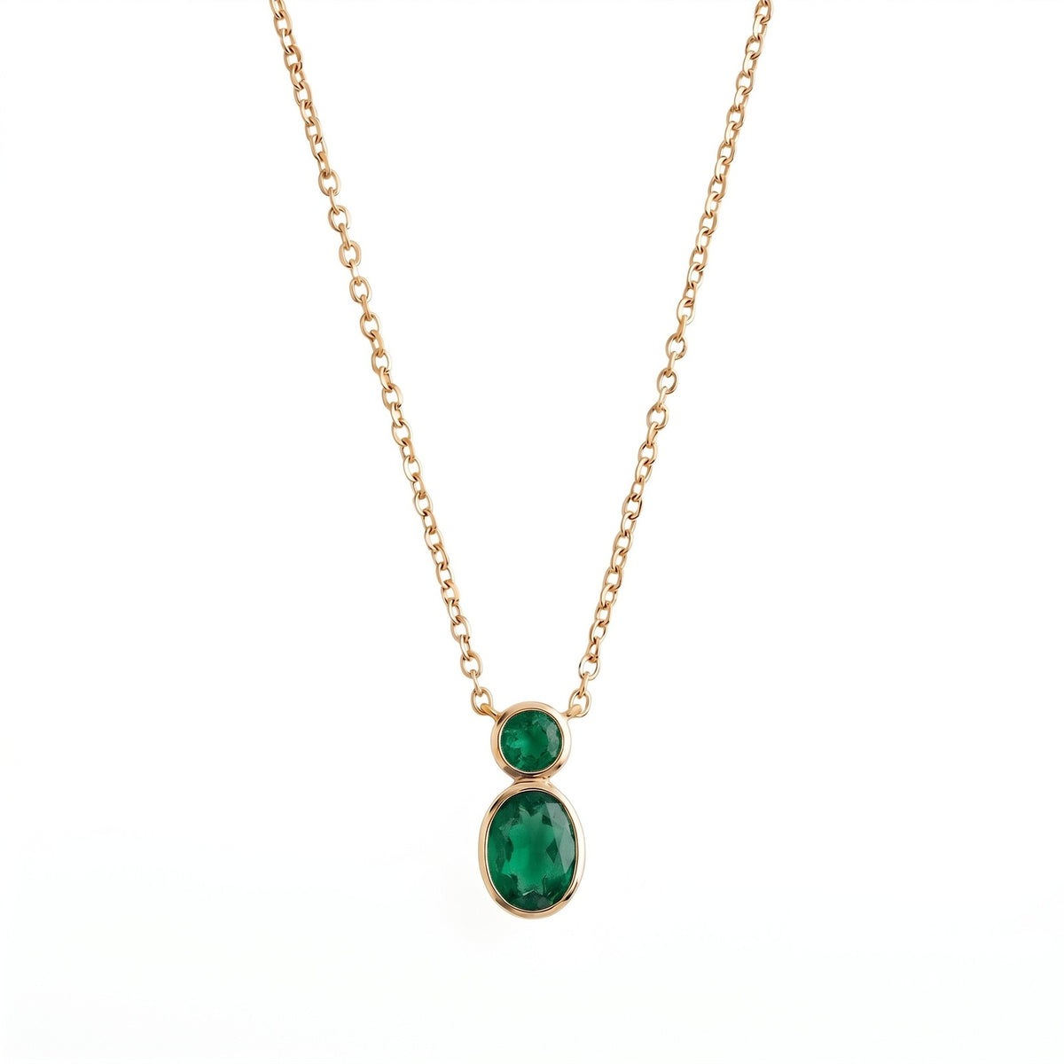 Dainty Dual Stone Bezel Necklace