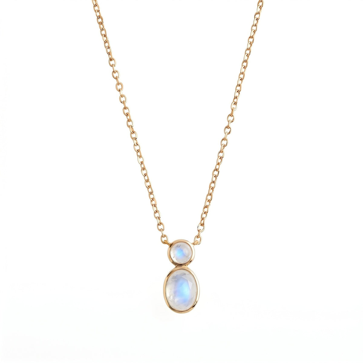Dainty Dual Stone Bezel Necklace