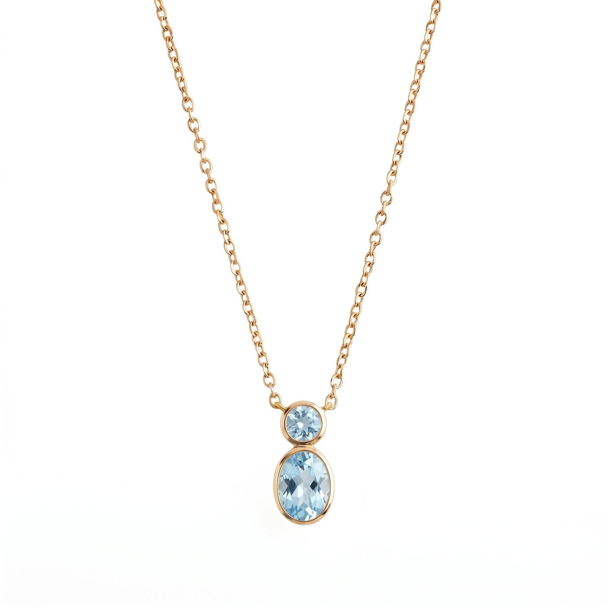 Dainty Dual Stone Bezel Necklace