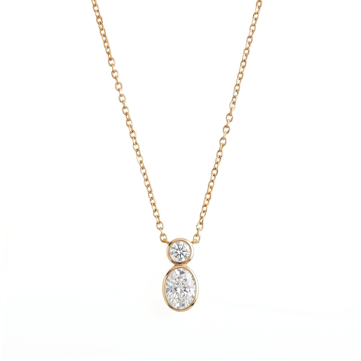 Dainty Dual Stone Bezel Necklace