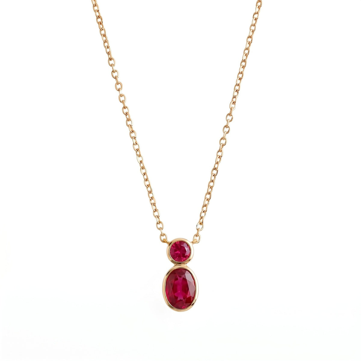 Dainty Dual Stone Bezel Necklace