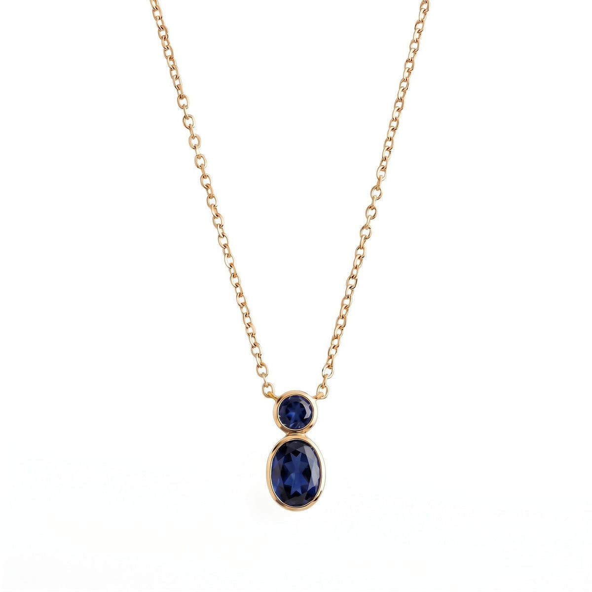 Dainty Dual Stone Bezel Necklace