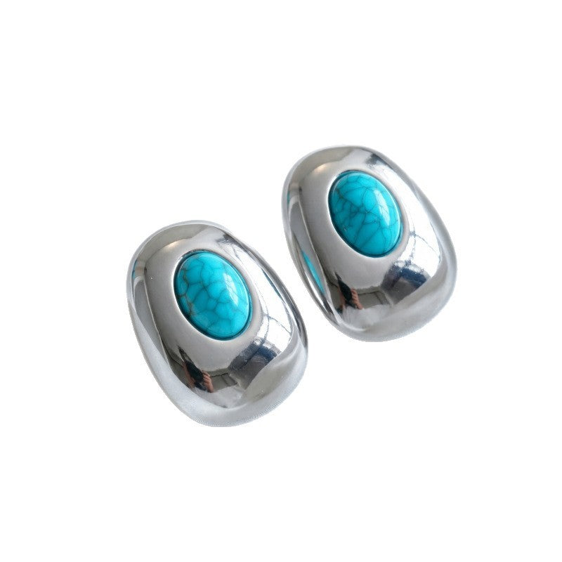 Classy Faux Turquoise Geometric Stud Earrings