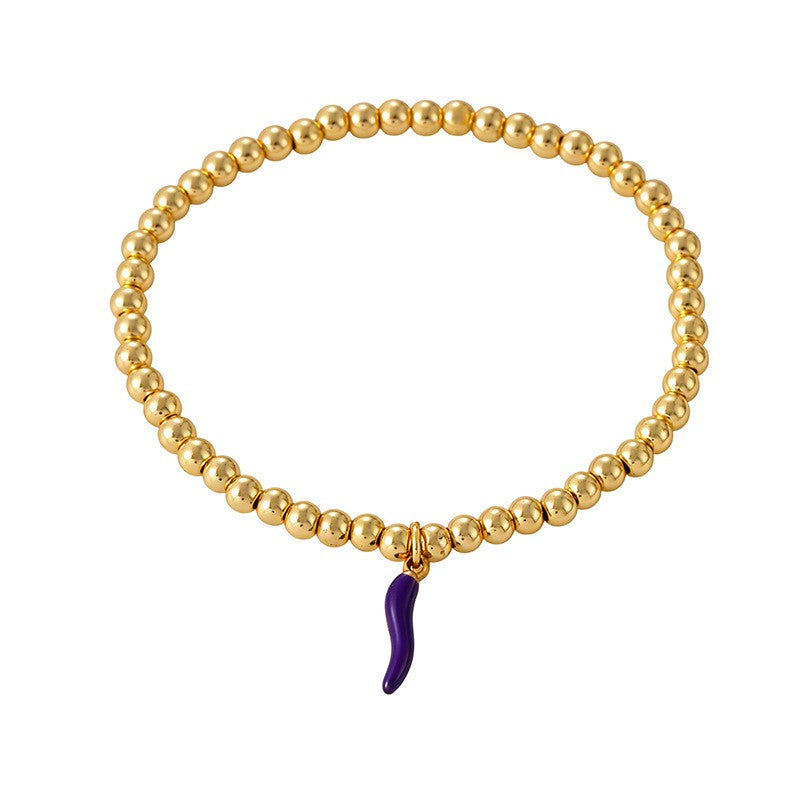 Dainty Multicolor Chili Pepper Beaded Bracelet