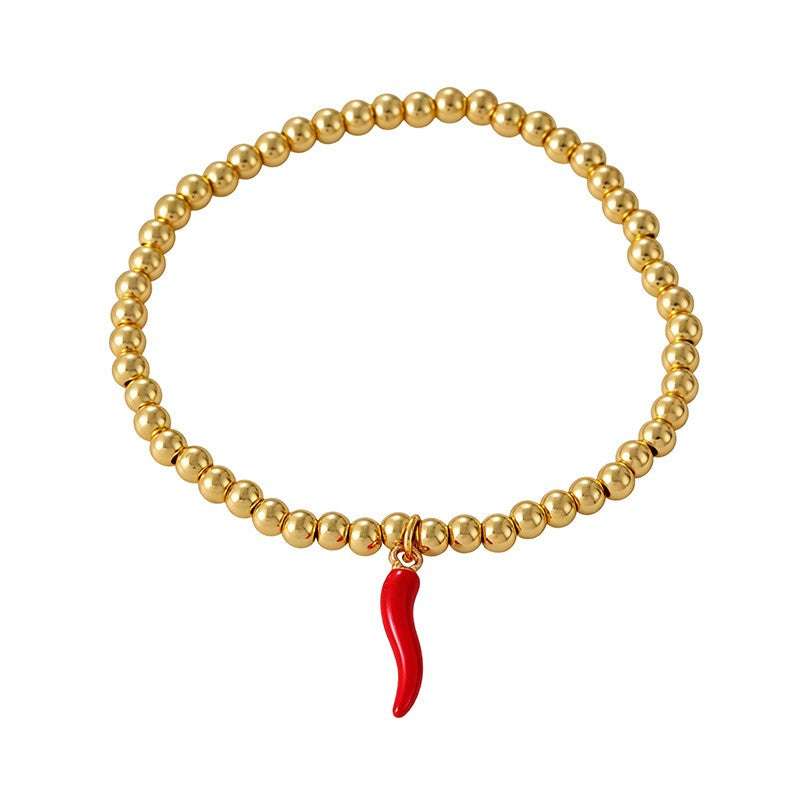 Dainty Multicolor Chili Pepper Beaded Bracelet