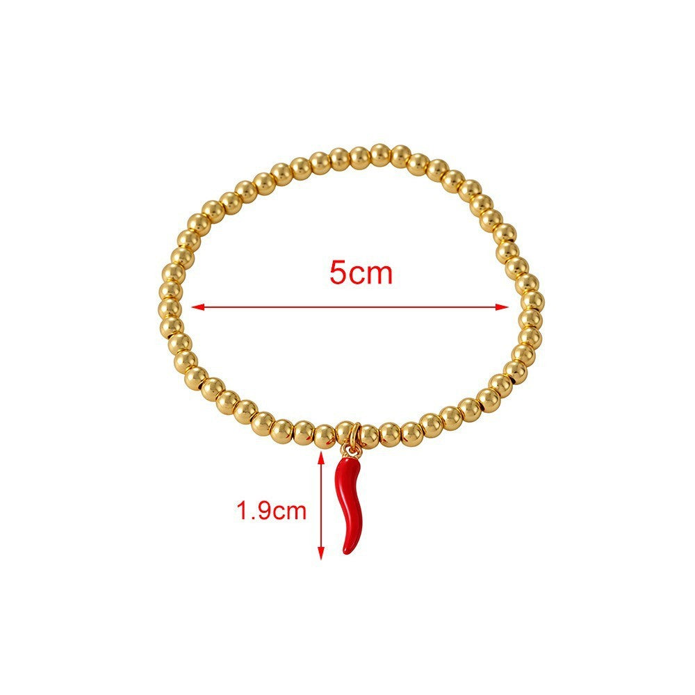 Dainty Multicolor Chili Pepper Beaded Bracelet