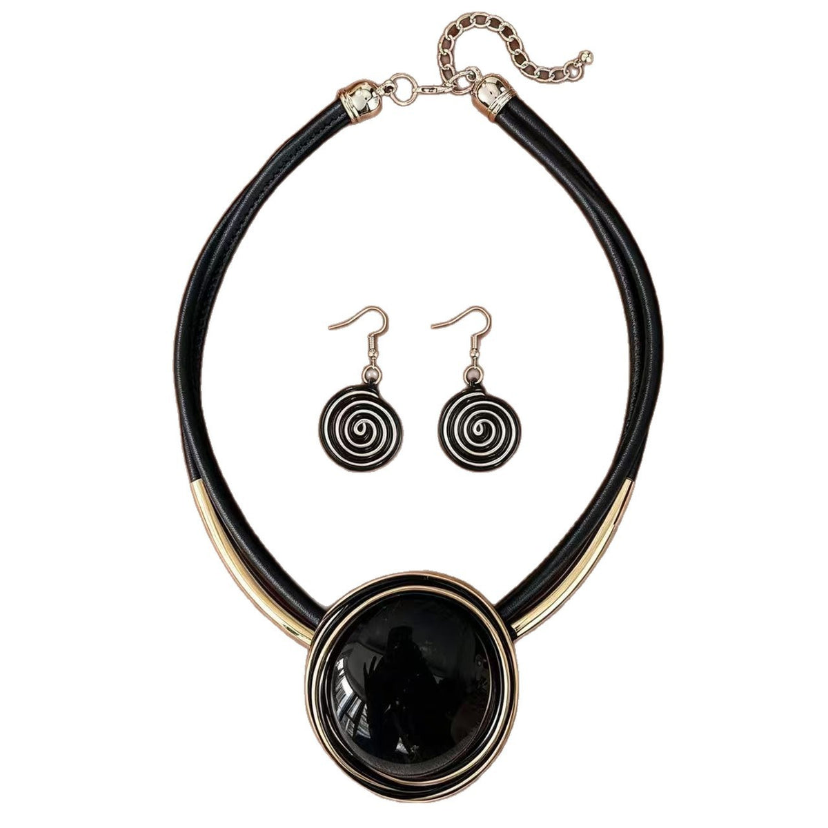 Classy Round Wire Spiral Necklace & Earring Set