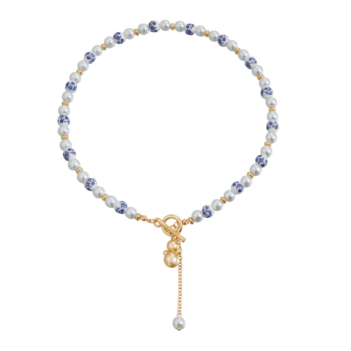 Classy Blue Porcelain Gourd Necklace & Earring Set