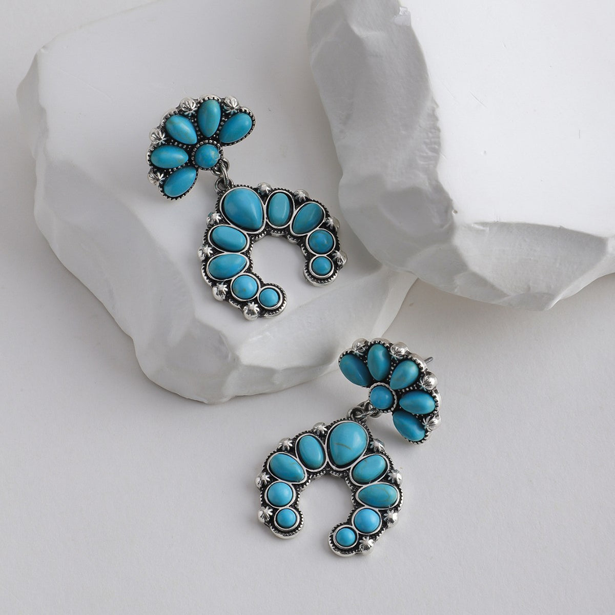 Boho Vintage Turquoise Spiral Dangle Earrings