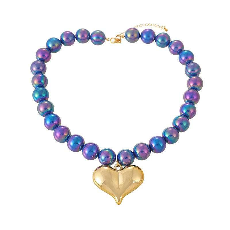 Sweet Pastel Resin Heart Beaded Necklace