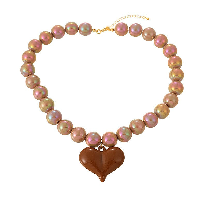 Sweet Pastel Resin Heart Beaded Necklace