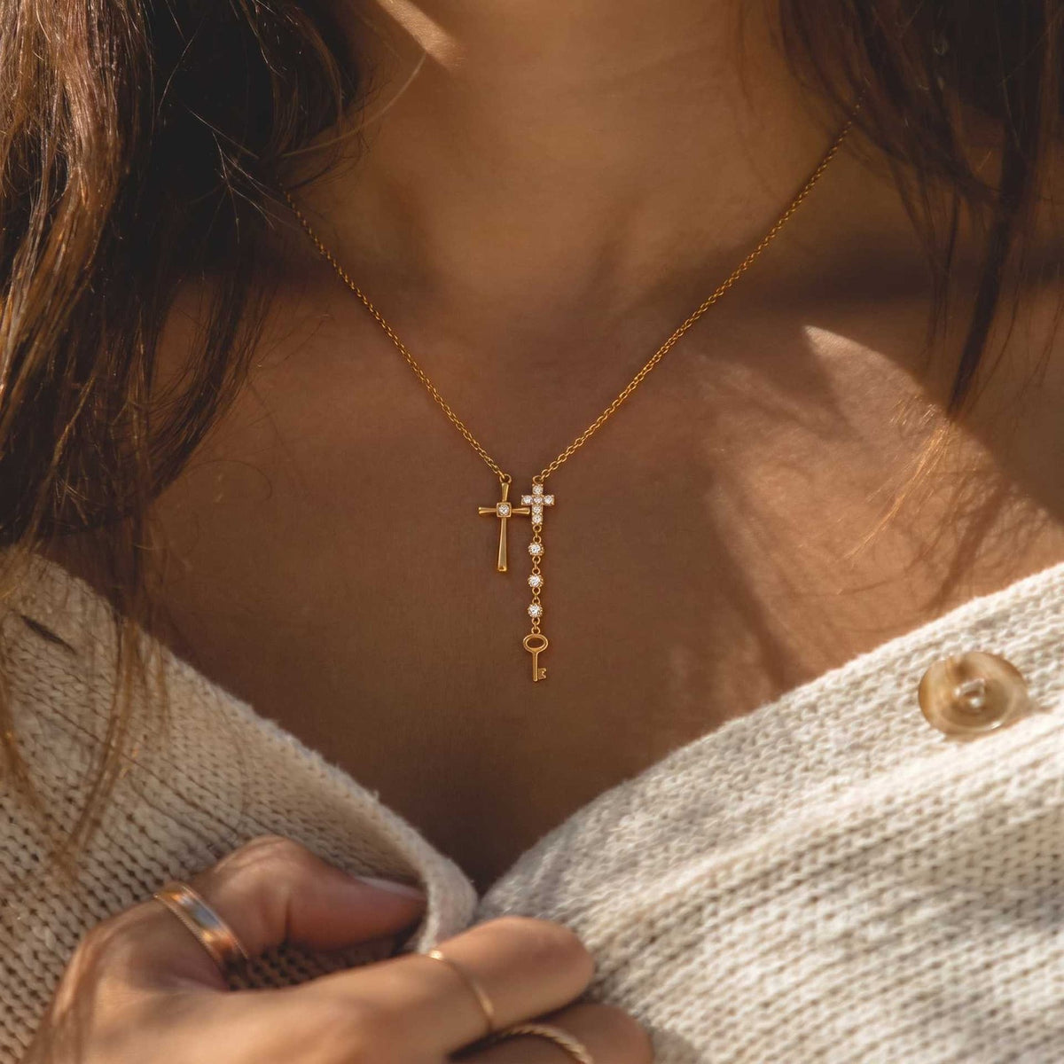 Dainty Zircon Cross Y-Necklace