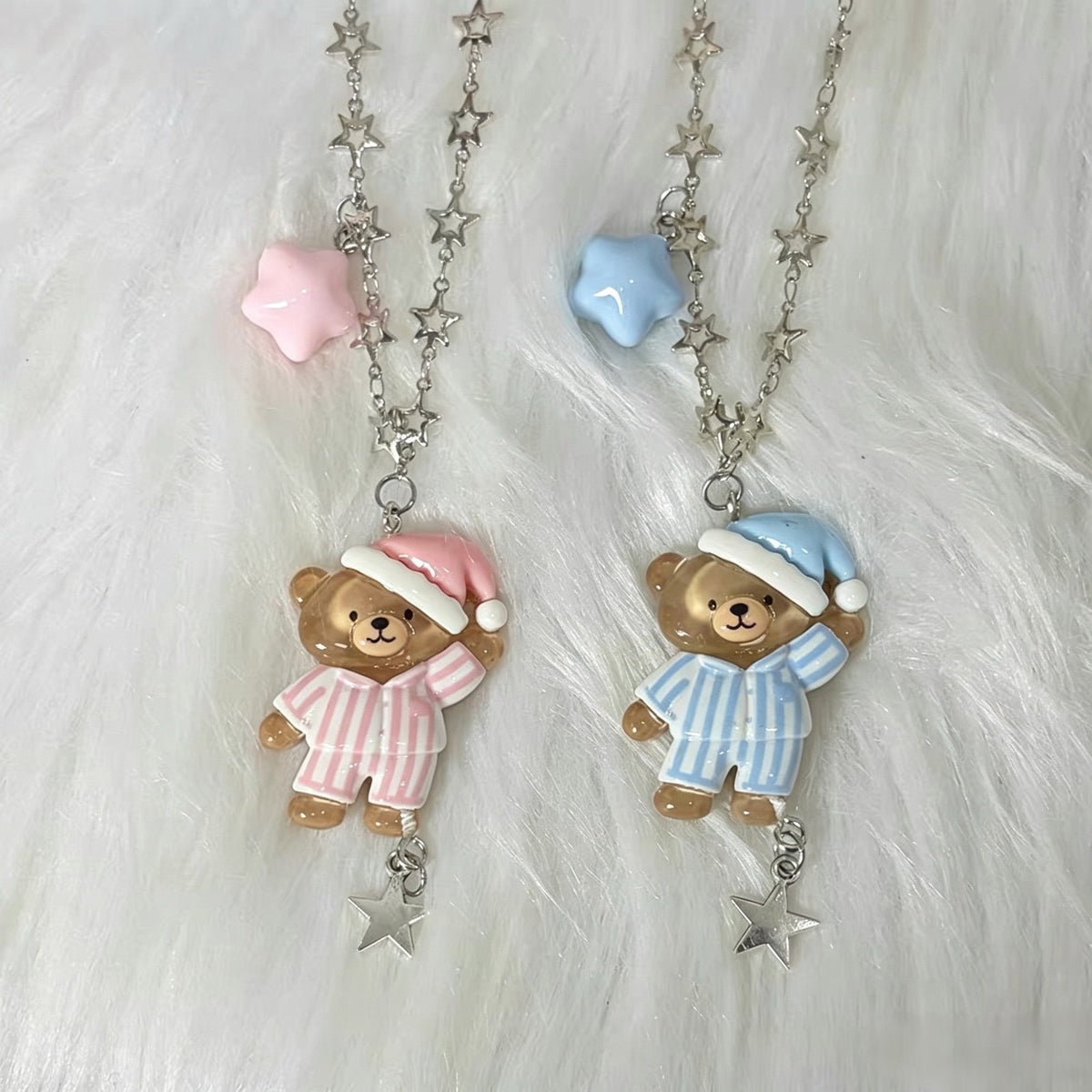 Cute Pajama Bear Star Necklace