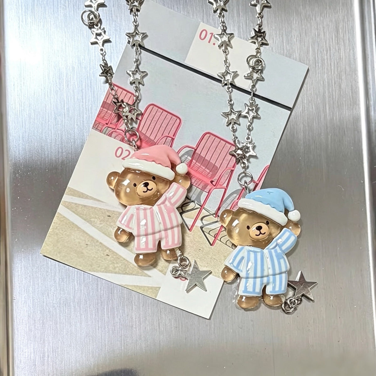Cute Pajama Bear Star Necklace