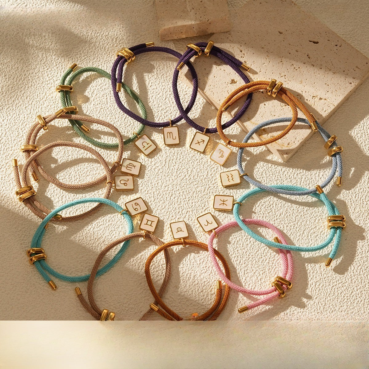 Vintage Woven Zodiac Charm Bracelet