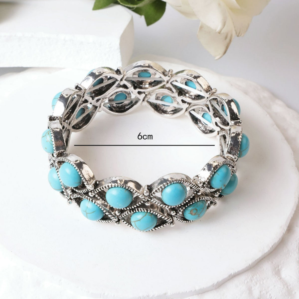Vintage Boho Blue Stone Cuff Bracelet