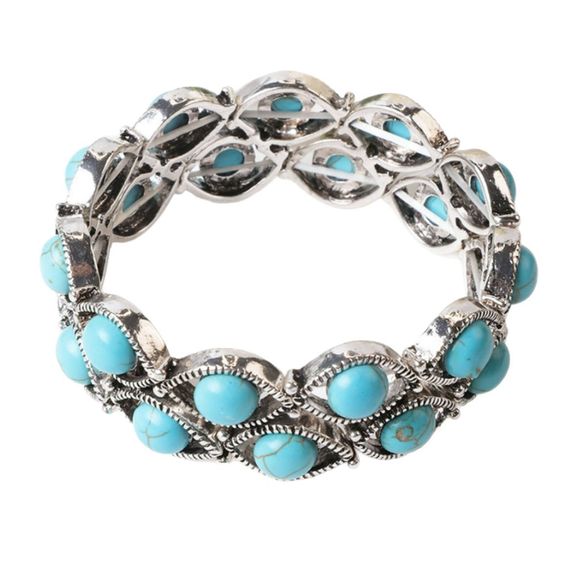 Vintage Boho Blue Stone Cuff Bracelet