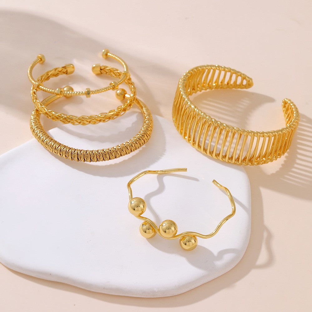 Boho Mixed Wire Cuff Bracelet Set
