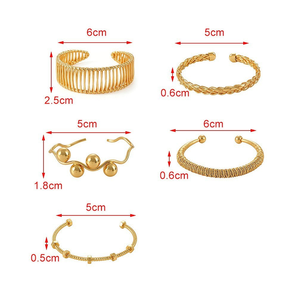 Boho Mixed Wire Cuff Bracelet Set