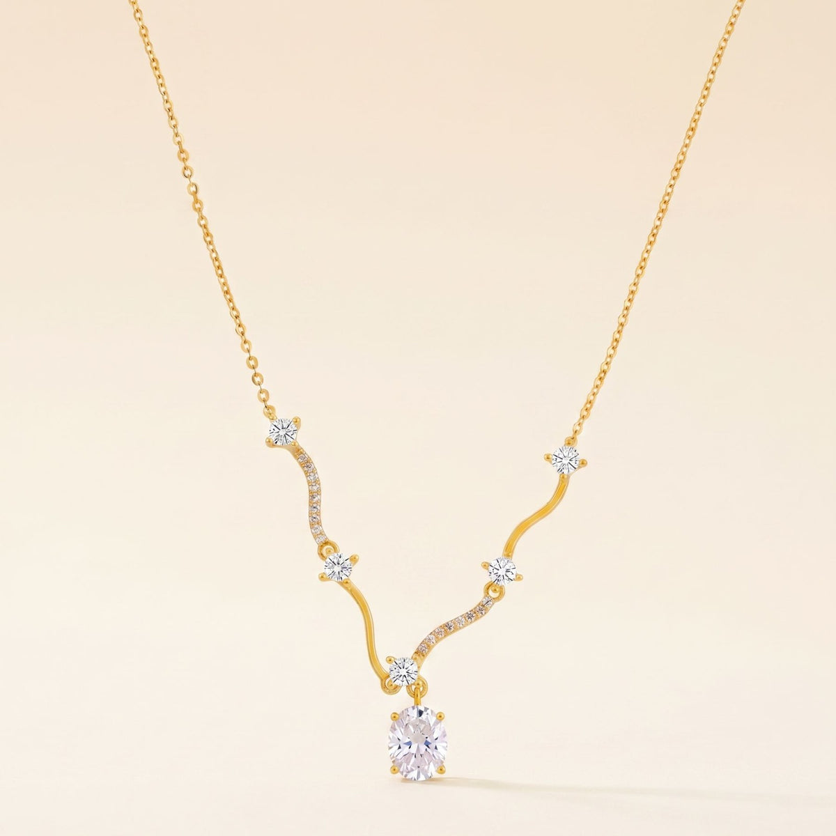 Classy Wavy Zircon Y-Necklace Set