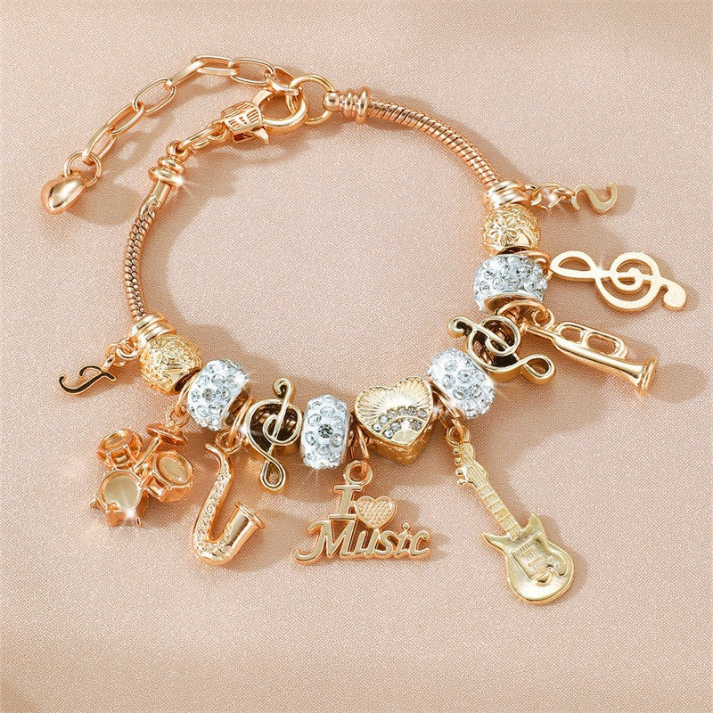 Boho Musical Instrument Charm Bracelet