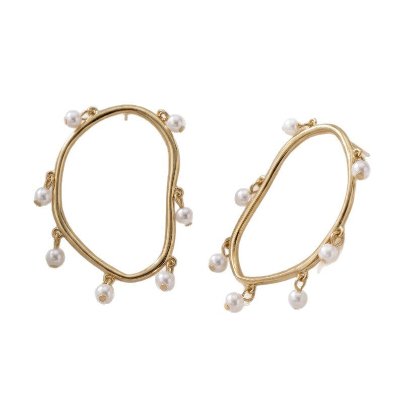 Classy Geometric Oval Faux Pearl Earrings