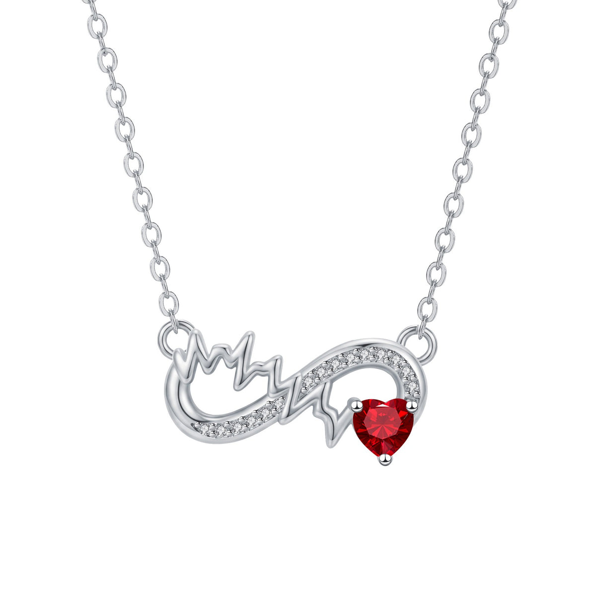 Dainty Infinity Heartbeat Birthstone Necklace