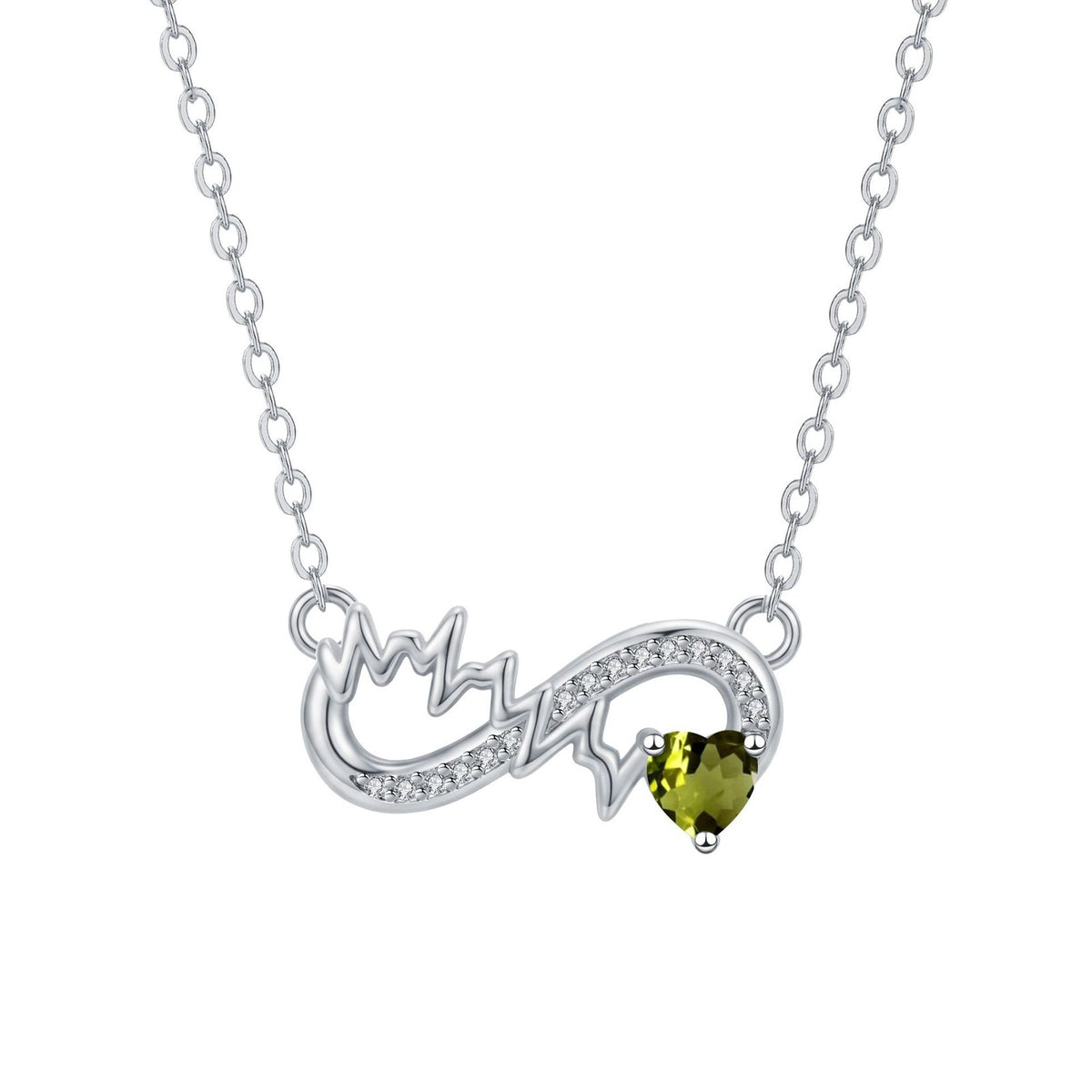 Dainty Infinity Heartbeat Birthstone Necklace
