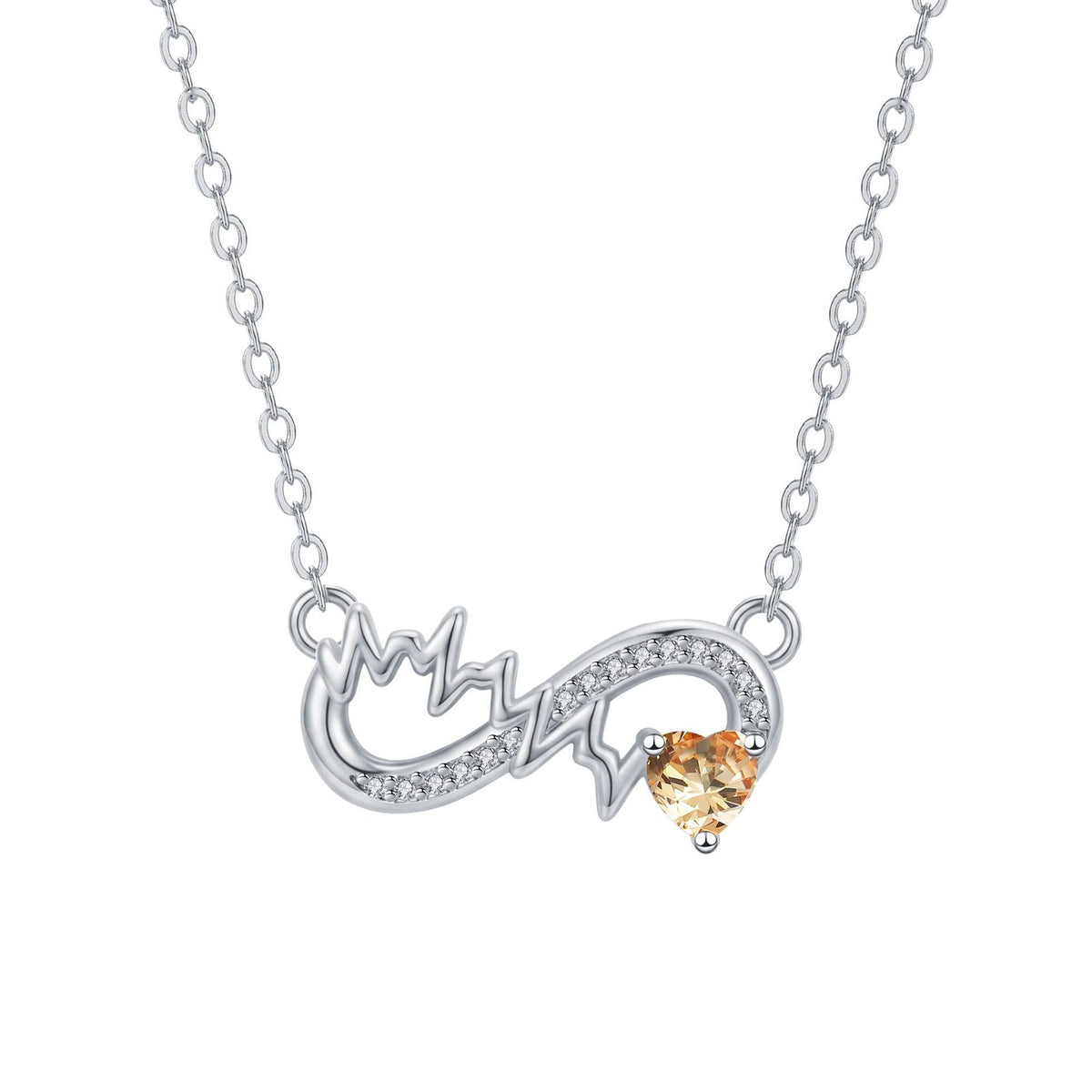 Dainty Infinity Heartbeat Birthstone Necklace