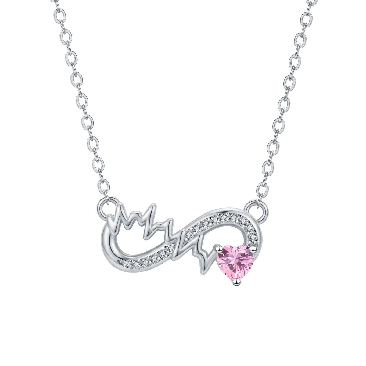 Dainty Infinity Heartbeat Birthstone Necklace