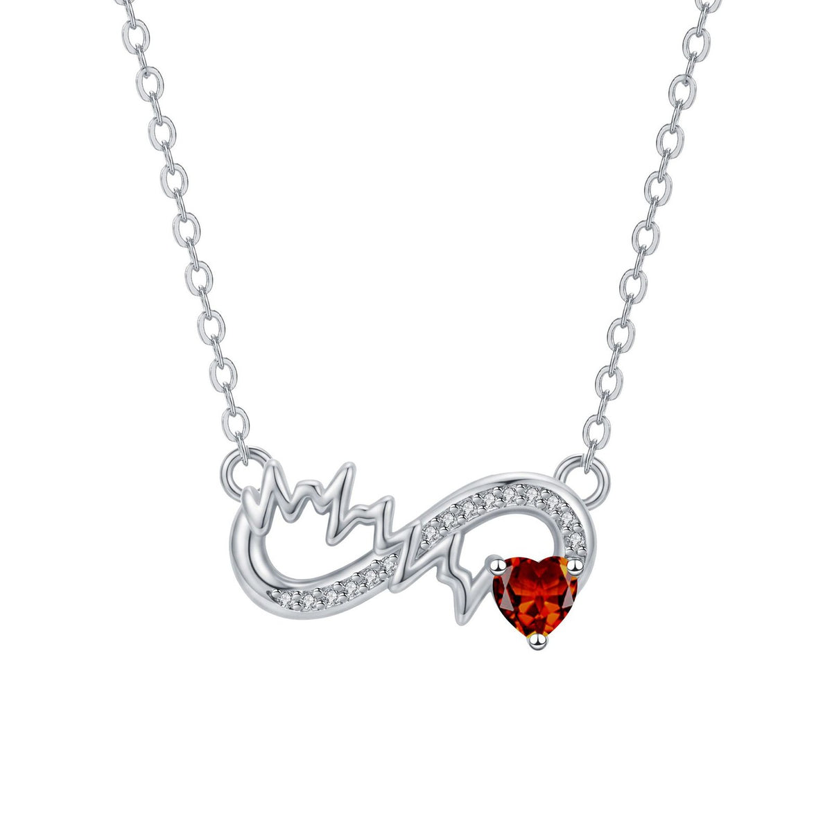 Dainty Infinity Heartbeat Birthstone Necklace