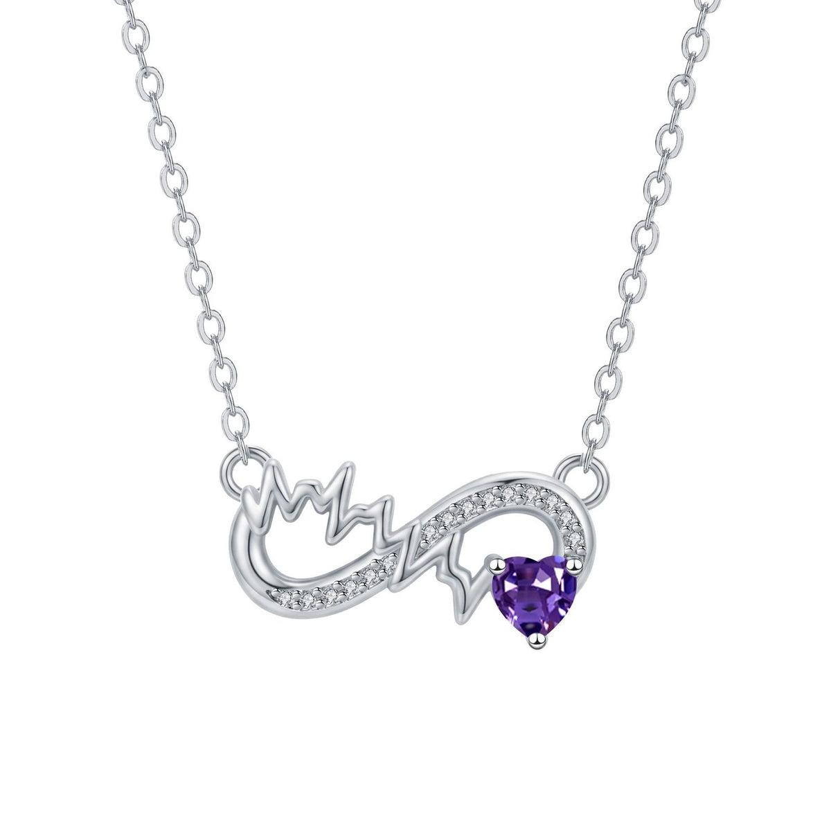 Dainty Infinity Heartbeat Birthstone Necklace