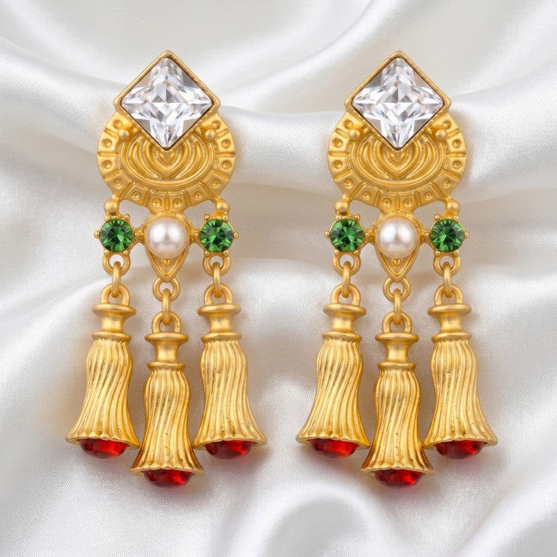 Classy Vintage Geometric Bell Tassel Earrings