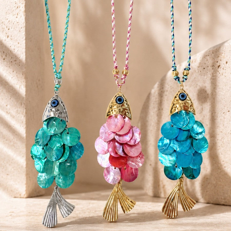 Boho Layered Shell Fish Necklace