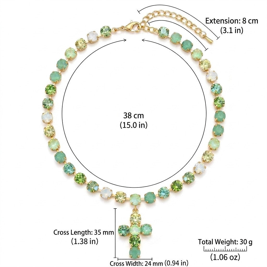 Dainty Multicolor Gem Cross Necklace